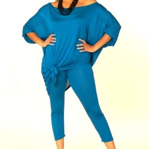 Tisha 2pc pull over asymmetrical tunic w/ matching leggings